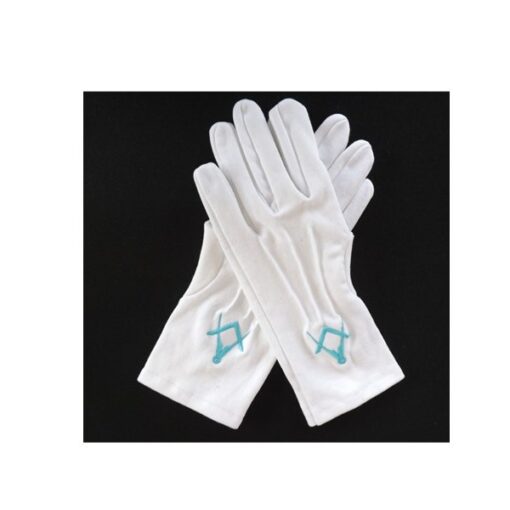 Cotton Gloves - Turquoise Square & Compasses - Small - 8