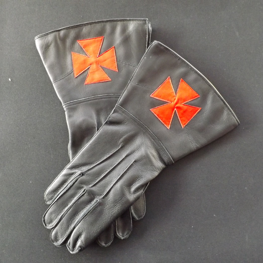 Knights Templar Black Cotton Gloves On the Square Regalia